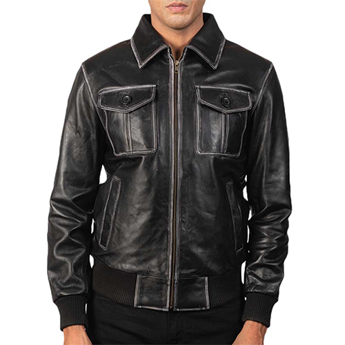 Aaron-Leather-Bomber-Jacket-Thumbnail.png Aaron Leather Bomber Jacket - Image 1