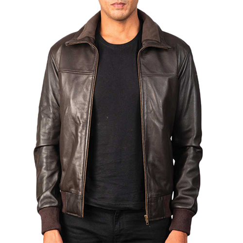 Bomber-Leather-Jacket-1-Thumbnail-1.png Brown Bomber Leather Jacket - Image 1