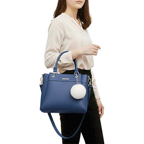 Kids-Leather-Handbag-Thumbnail.png Shoulder Handbag with Pom Pom Keychain - Image 1