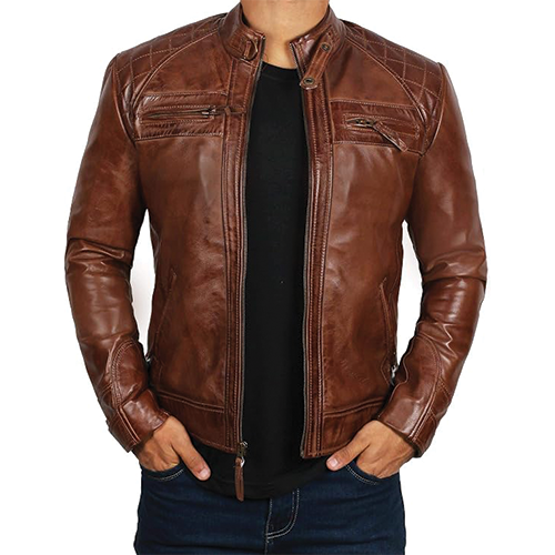 Men-Brown-Vintage-Leather-Biker-Jacket.png Men's Brown Vintage Leather Biker Jacket - Image 1