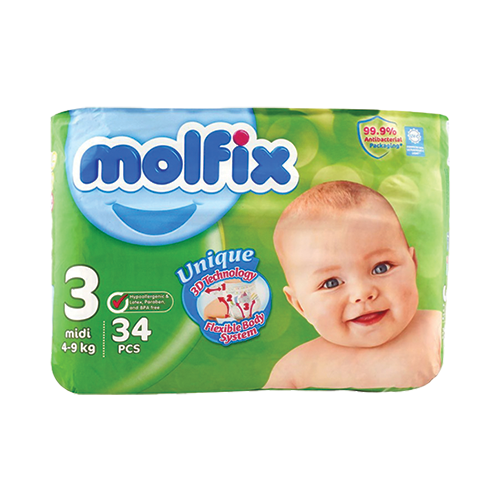 Molfix-Midi-Baby-Diapers-No.3-34-PCS.png Molfix Midi Baby Diapers No.3 (34 pcs) - Image 1