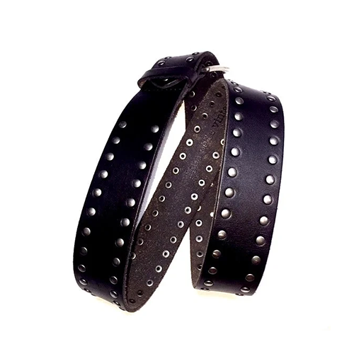 Studded-Leather-Belt-Cover.png Black Double-Row Studded Leather Belt - Image 1